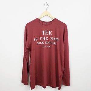 🆕️ Zara Maroon Long-sleeve Graphic Tee